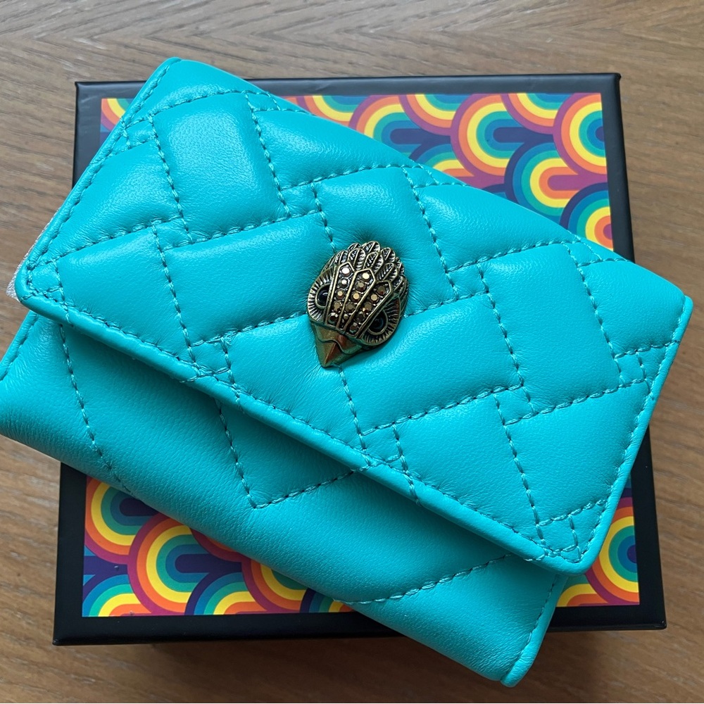 Kurt Geiger London Turquoise Trifold Card Holder - Picture 6 of 11
